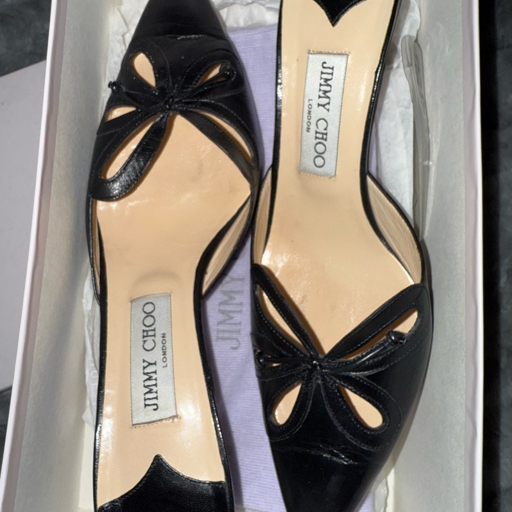 ❌SOLD - Jimmy Choo Black Mule Kitten Heels Size 39.5
